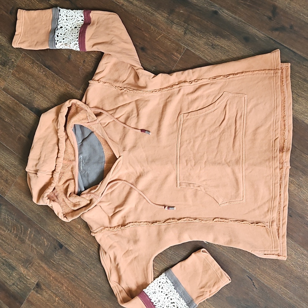 Coldwater Creek. Boho Crocheted oversized hooded sweatshirt  Small.